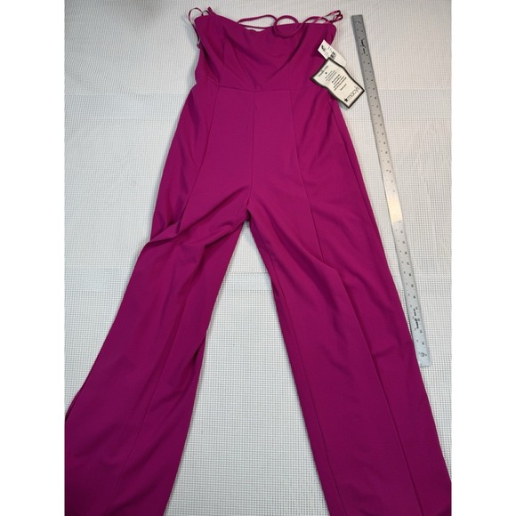 bebe Pants - Bebe Pink Jumpsuit Womens Medium Wide Leg Spaghetti Strap Fuchsia NWT Read